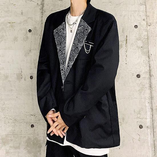 テーラードジャケット メンズ モード系 バイカラー ペイズリー