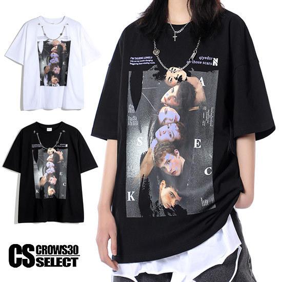 Tシャツ メンズ ストリート系 ネックレス フェイス フォトプリント オラオラ系 カットソー インポート 21 夏 春 新作 お兄系 個性的 V系 A 1 H Tateface T Alleglo クローズ30スタイル 通販 Yahoo ショッピング