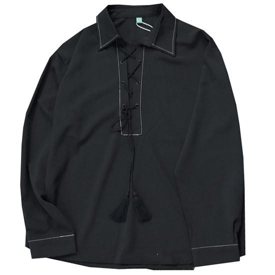 ロンT メンズ ストリート系 ロングtシャツ レースアップ カットソー