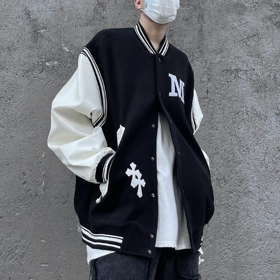 ブルゾン メンズ ストリート系 スタジャン クロス 十字架 ライン バイカラー B系 アウター メンズ インポート 21 秋 冬 新作 アウター お兄系 V系 ホスト A 1 M Cros Blzon Alleglo クローズ30スタイル 通販 Yahoo ショッピング