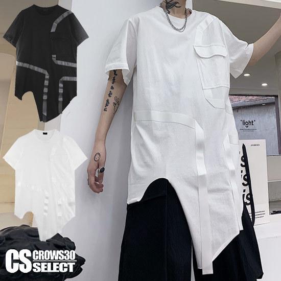 Tシャツ メンズ モード系 Tシャツ ロング丈 アシンメトリー ライン 胸ポケット アシメ オシャレ カットソー インポート 21 夏 春 新作 お兄系 V系 ビター系 A 1 Pk U Hen T Alleglo クローズ30スタイル 通販 Yahoo ショッピング