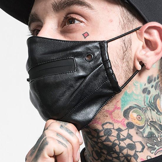 マスク メンズ モード系 PUレザー ジッパー ZIP チャック ストリート系