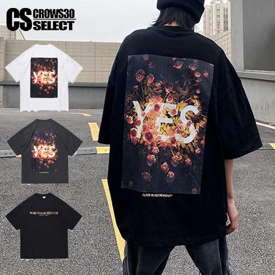 Tシャツ メンズ ストリート系 Tシャツ 薔薇 バラ フラワー ビッグプリント 半袖 オシャレ カットソー インポート 21 夏 春 新作 お兄系 V系 ビター系 A 1 Yes Bara T Alleglo クローズ30スタイル 通販 Yahoo ショッピング