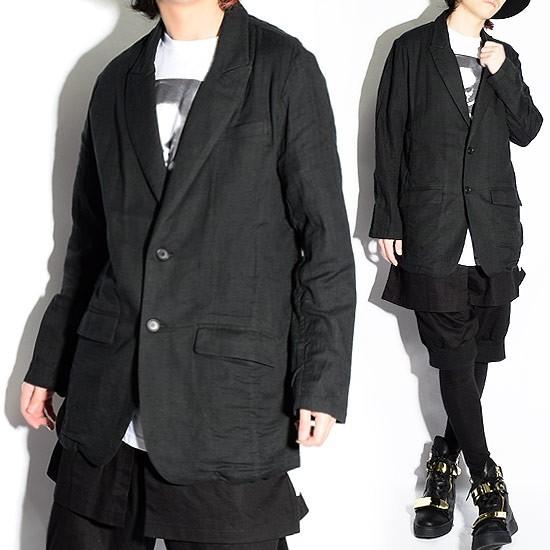 テーラードジャケット メンズ ガーゼ ビッグシルエット ブラック 黒