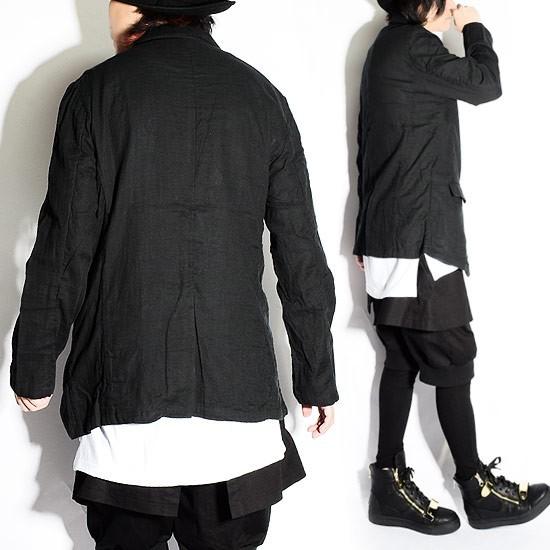 ⭐️Y'S ブラック 長めテーラードジャケット⭐️タイムセール テーラードジャケット メンズ ガーゼ ビッグシルエット ブラック