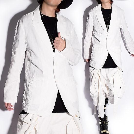 テーラードジャケット メンズ ガーゼ ビッグシルエット ホワイト