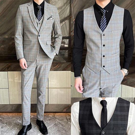 チェックスーツ メンズ ホストスーツ スリムスーツ ウィンドペン 結婚