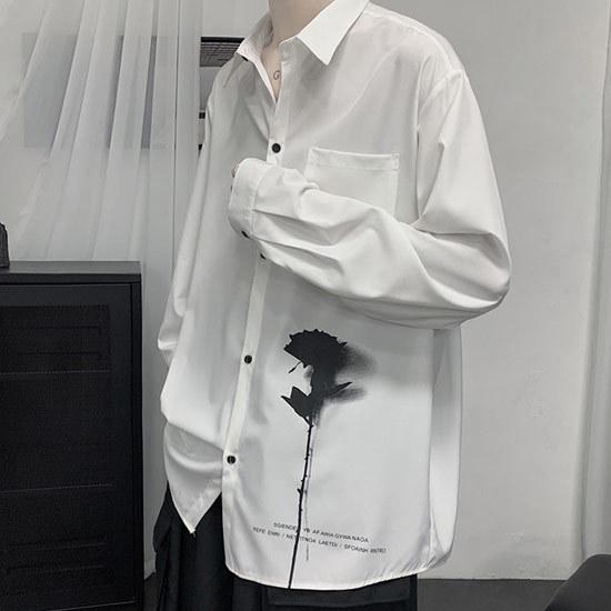 シャツ メンズ ドレスシャツ 薔薇 バラ 花柄 オシャレ