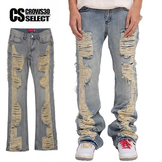 vkey v系 お兄系 ダメージデニム デニムパンツ メンズ ストリート系 ダメージ ジーンズ 派手 インポート