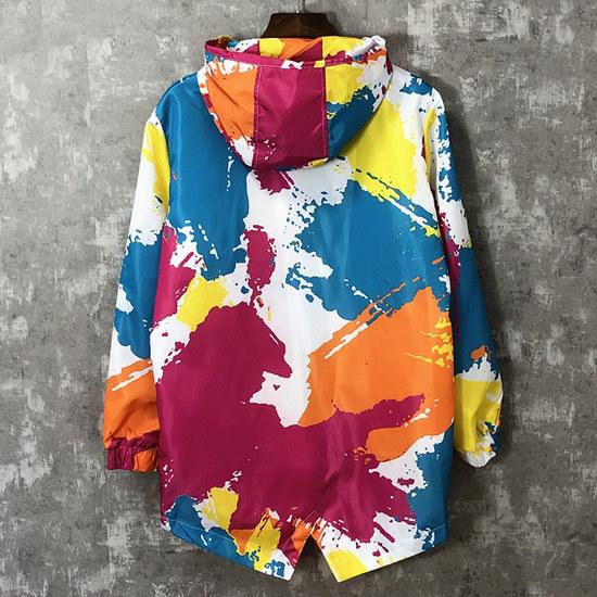 パーカー メンズ ストリート系 派手 ウィンドブレーカー ペンキ 総柄