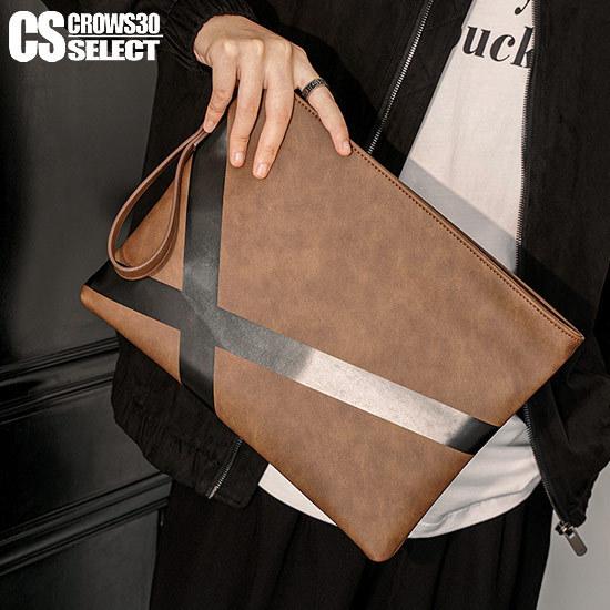 クラッチバック メンズ インポート ムラ柄 ライン BAG PU 皮