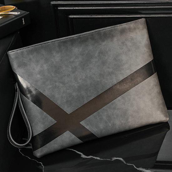 クラッチバック メンズ インポート ムラ柄 ライン BAG PU 皮 レザー 