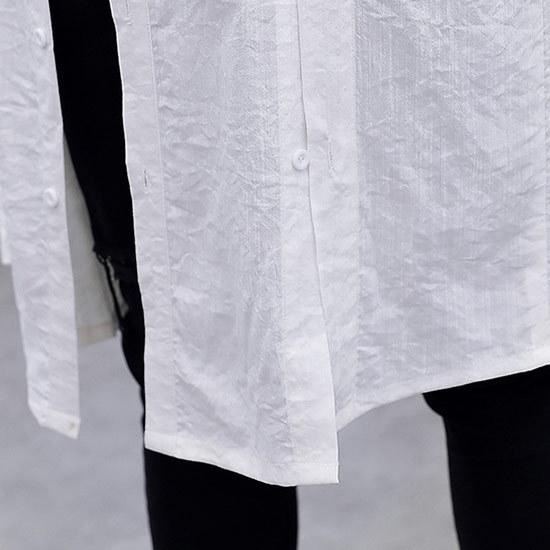 ロングシャツ メンズ モード系 シャツ 刺繍 シャツコート 5分袖