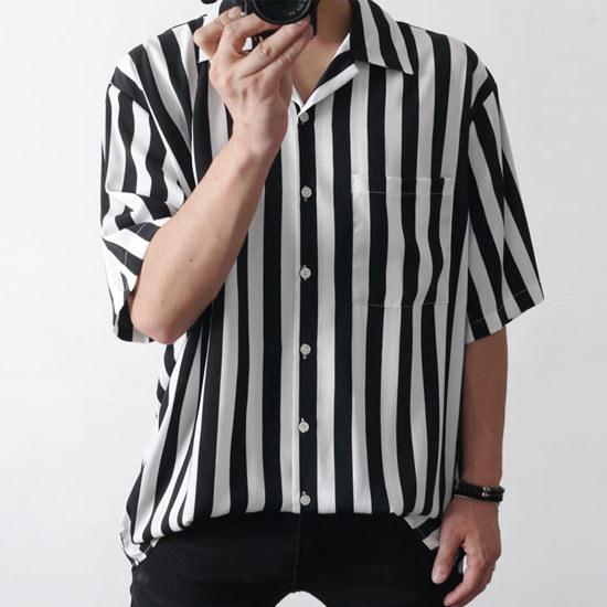 モードカジュアルコーデC-boy Style【No.167】ストライプシャツ黒 モードカジュアルコーデC-boy Style【No.167】ストライプシャツ黒