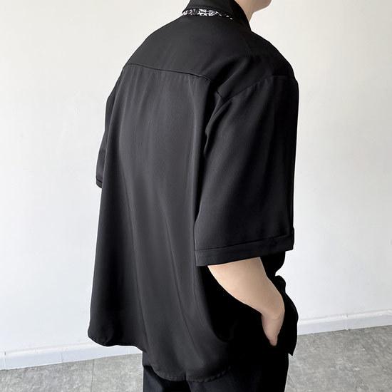 シャツ メンズ モード系 ストールタイ ネクタイ ボタニカル 総柄