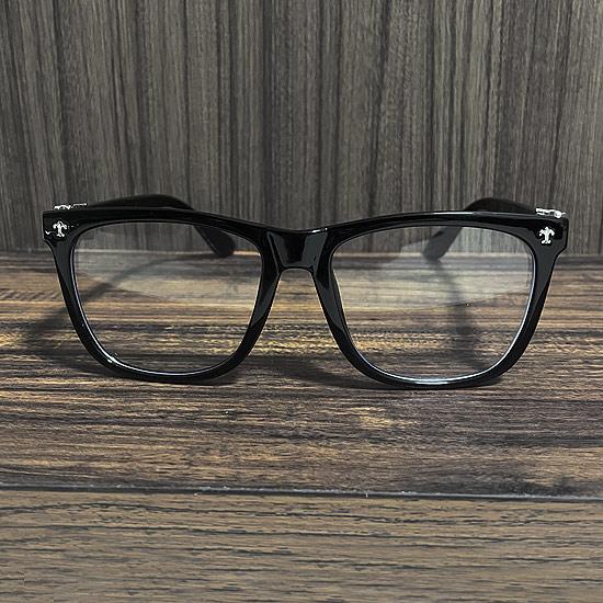 伊達メガネ オラオラ系 眼鏡 メンズ 黒縁 メガネ 十字架 クロス