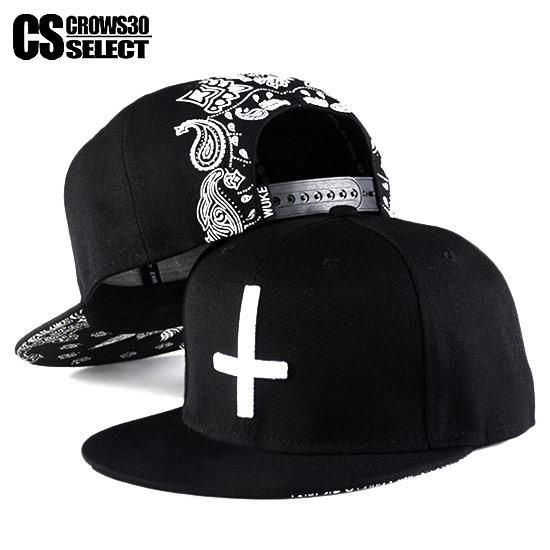 ブラック刺繍クロスデザインキャップ キャップ メンズ 刺繍 バンダナ 十字架 クロス レディース 帽子