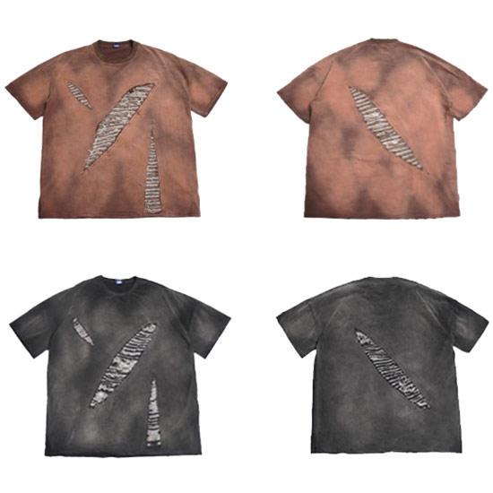 Tシャツ メンズ ロング丈 大きいサイズ 半袖 ダメージ加工 ビッグT