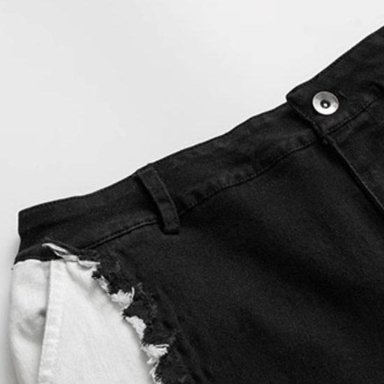 デニムパンツ メンズ ダメージ加工 バイカラーパンツ 地雷系 ジーンズ