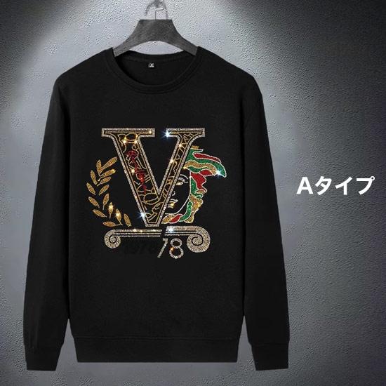 ロングTシャツ メンズ ラインストーン オラオラ系 ロンT V系