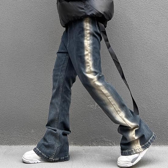 デニムパンツ メンズ V系 フレアパンツ ブーツカットパンツ 足長 デニムパンツ メンズ V系 フレアパンツ ブーツカットパンツ 足長
