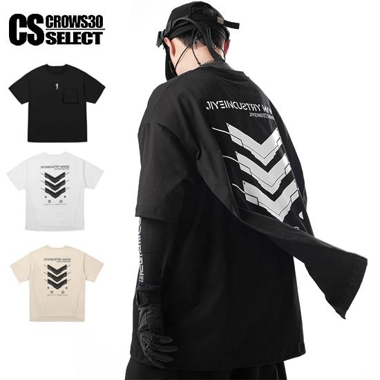 Tシャツ メンズ モード系 V系 カットソー フェイクレイヤード