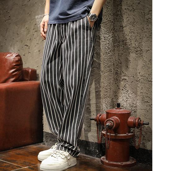 ストライプパンツ メンズ ワイドパンツ B系 ヒップホップ 部屋着