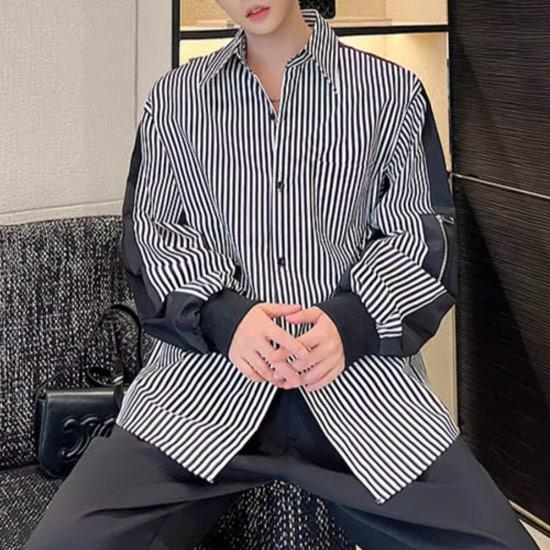   ストライプ長袖シャツとベストセット 3L 楽天市場】全3色×5サイズ！フェイク2点セット 長袖シャツ付き