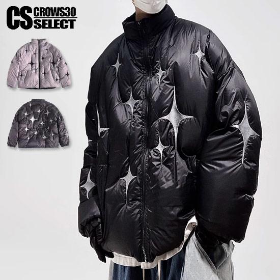 ダウンジャケット メンズ V系 オラオラ系 星 スター 刺繍 30代 40代 50