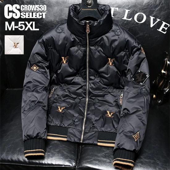 ダウンジャケット メンズ オラオラ系 大人 ダウン ゴールド 金 総柄