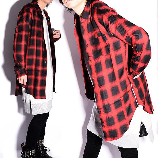 チェックシャツ メンズ ロング丈 シャツ レッド 格子柄 As Super Sonic 個性的 V系 ビジュアル系 モード系 ストリート系 衣装 3代目 Exile スタイル 日本製 A Red Alleglo クローズ30スタイル 通販 Yahoo ショッピング