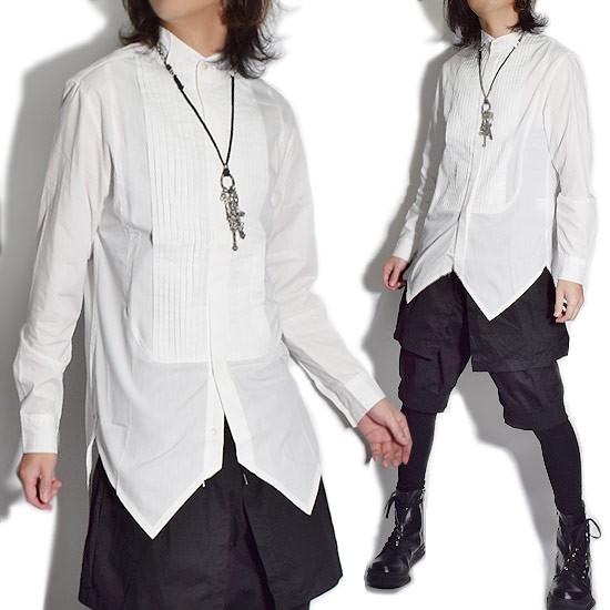 シャツ メンズ ロング丈 モードファッション タックシャツ ドレスシャツ エレガントシャツ ホワイト 白 個性的 お兄系 V系 ビジュアル系 モード系ファッション A Wht Alleglo クローズ30スタイル 通販 Yahoo ショッピング