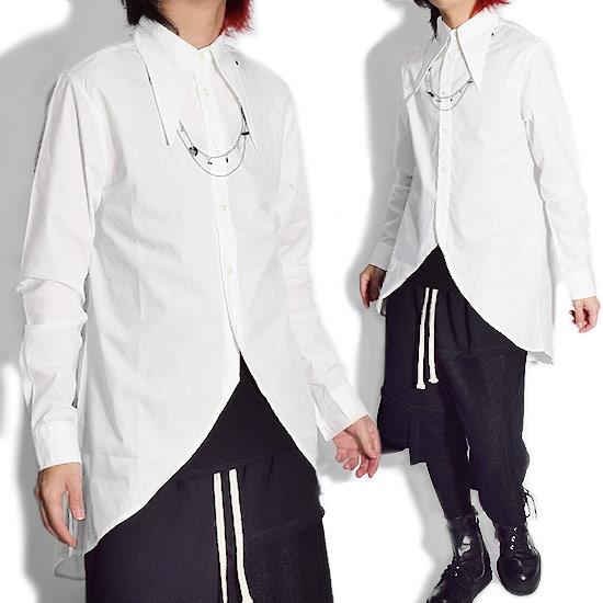 シャツ メンズ ロングシャツ モード系 ロング丈 シャツ ドレスシャツ エレガントシャツ ホワイト 白 個性的 お兄系 V系 ビジュアル系 モード系ファッション A Wht Alleglo クローズ30スタイル 通販 Yahoo ショッピング