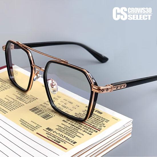 伊達メガネ オラオラ系 眼鏡 メンズ ヘキサゴン 六角 メガネ