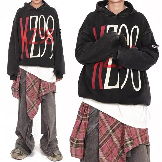 パーカー メンズ V系 ビッグロゴ y2kファッション 新作 腕章 パーカー メンズ V系 ビッグロゴ y2kファッション 新作 腕章