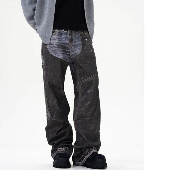 V系 デニムパンツ メンズ y2kファッション モード系 派手 パンツ V系 デニムパンツ メンズ y2kファッション モード系 派手 パンツ