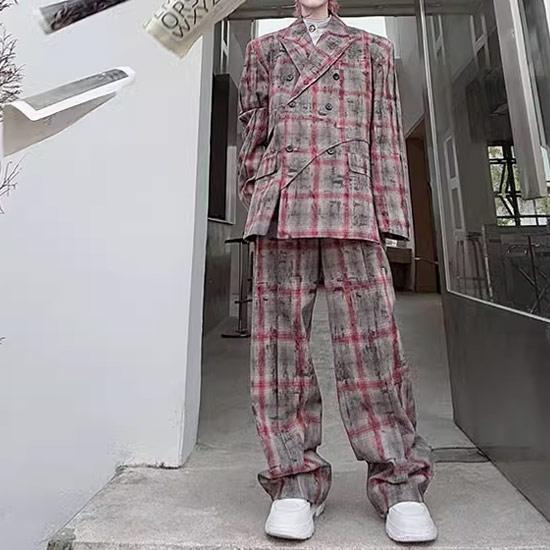 m6304【coolman】レトロ スーツセットアップ チェック ダブルブレスト m6304【coolman】レトロ スーツセットアップ チェック ダブル