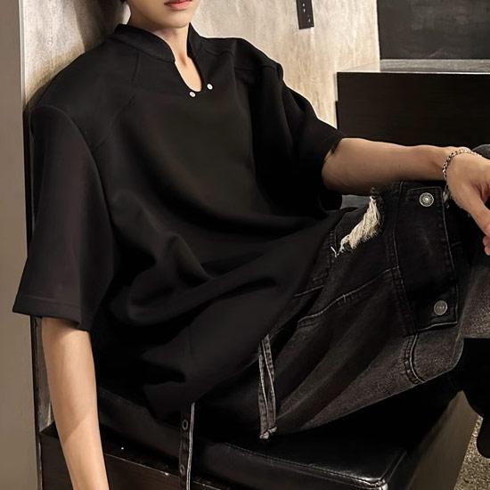 Tシャツ メンズ Vネック ビッグTシャツ モード系 V系 カットソー