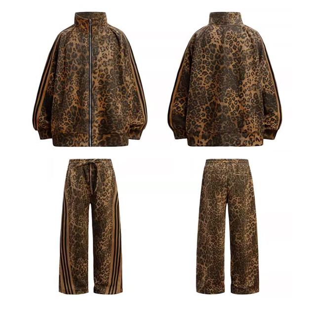 ジャザサイズ　セットアップ　レオパード柄 オラオラ系 セットアップ メンズ ジャージ 上下セット ルームウェア