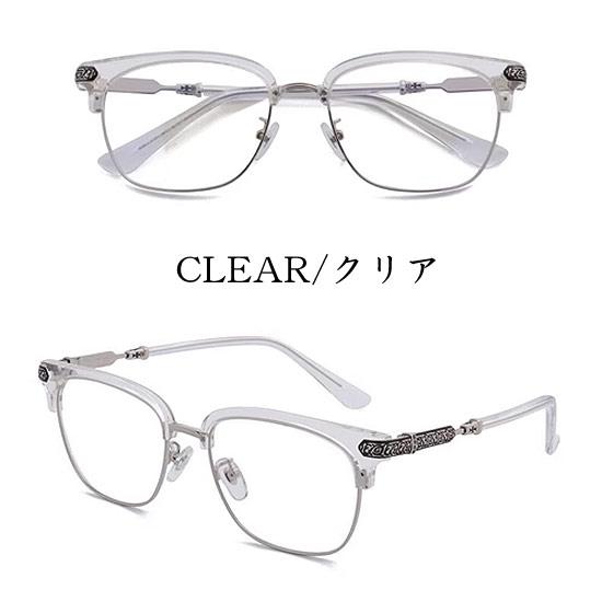 伊達メガネ オラオラ系 眼鏡 メンズ プレート メガネ 十字架