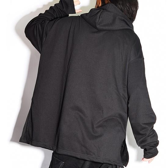 パーカーとロングtシャツです パーカー メンズ ロング丈 ロングtシャツ 変形 ロンT ブラック 黒 萌え