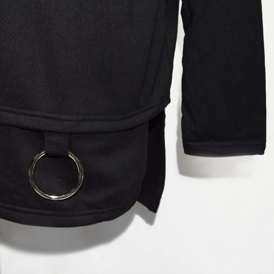 パーカー メンズ ロング丈 ロングtシャツ 変形 ロンT ブラック 黒