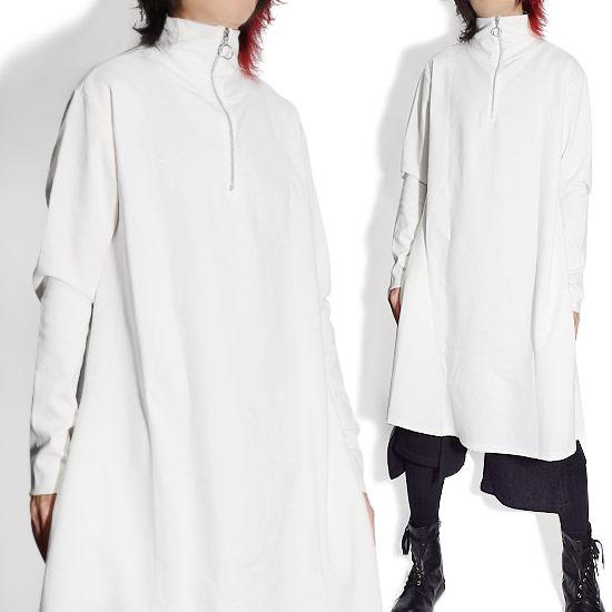 ロングtシャツ メンズ モード系 ワンピース レディース ハイネック ロングカットソー Allegro 秋 冬 新作 個性的 ホスト V系 ビジュアル系 日本製 お兄系 A Wht Alleglo クローズ30スタイル 通販 Yahoo ショッピング