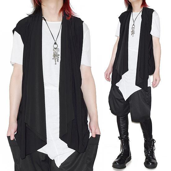 即日発送 モード系 ベスト メンズ ドレープベスト モード系 ロングベスト ロングカーディガン V系 ビジュアル系 韓国 お兄系 レディース ユニセッ 即納特典付き Www Iacymperu Org