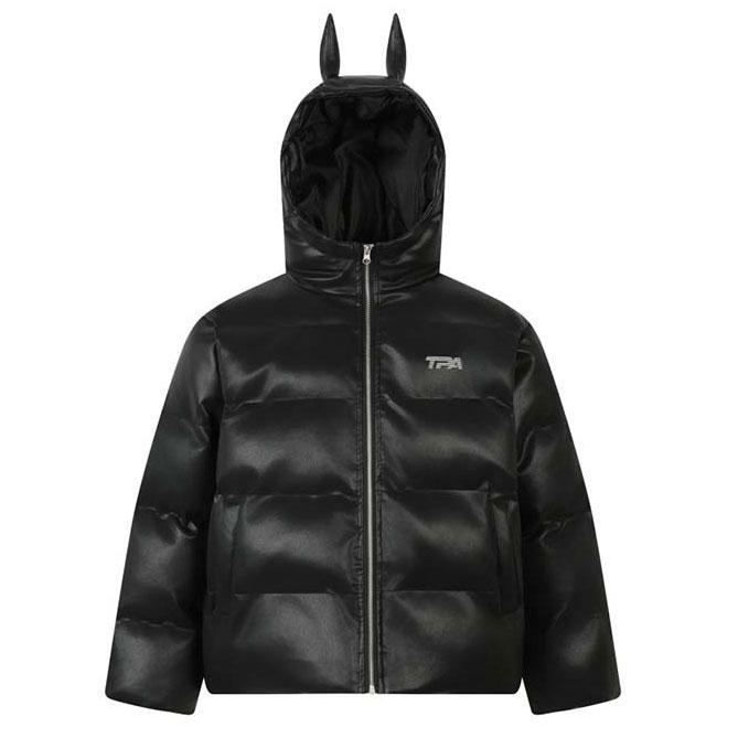 オラオラ系 ダウンジャケット メンズ V系 レザージャケット 悪魔耳