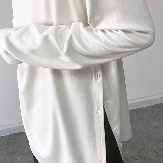 モード系 ロングTシャツ メンズ ハイネック ロンT ロング丈 V系