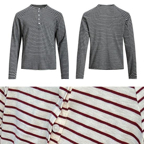 モード系 ロングTシャツ メンズ ヘンリーネック オラオラ系 ロンT V系