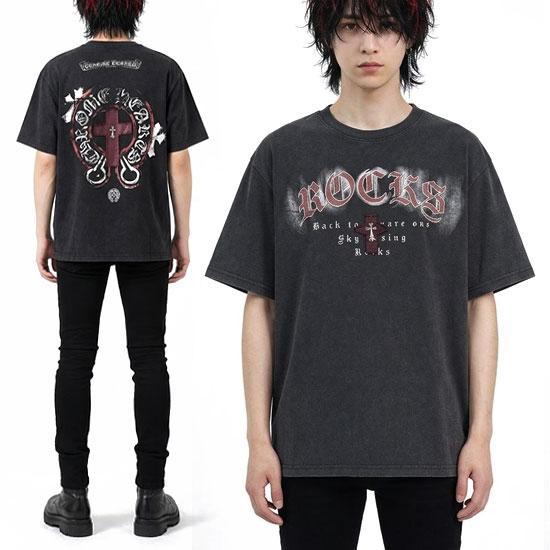 オラオラ系 Tシャツ メンズ ネックロゴ 刺繍 カットソー V系 tシャツ 