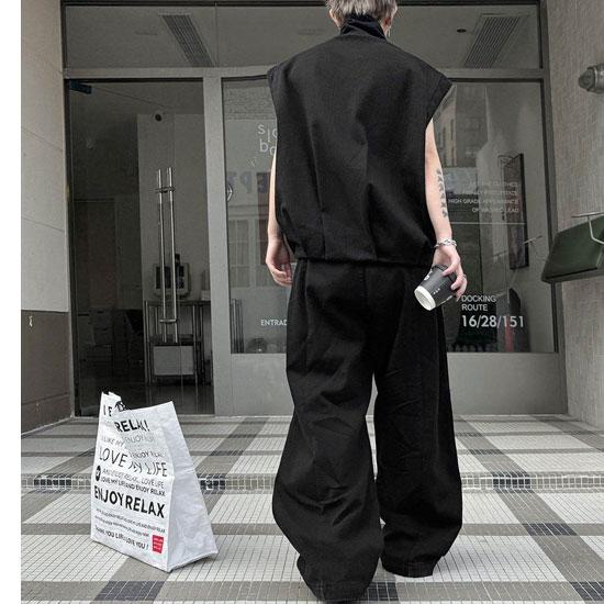 モード系 セットアップ メンズ V系 ワイドパンツ ライダースジャケット