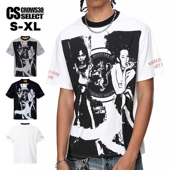 V系 メンズ Tシャツ モード系 カットソー リンガーネック パンク